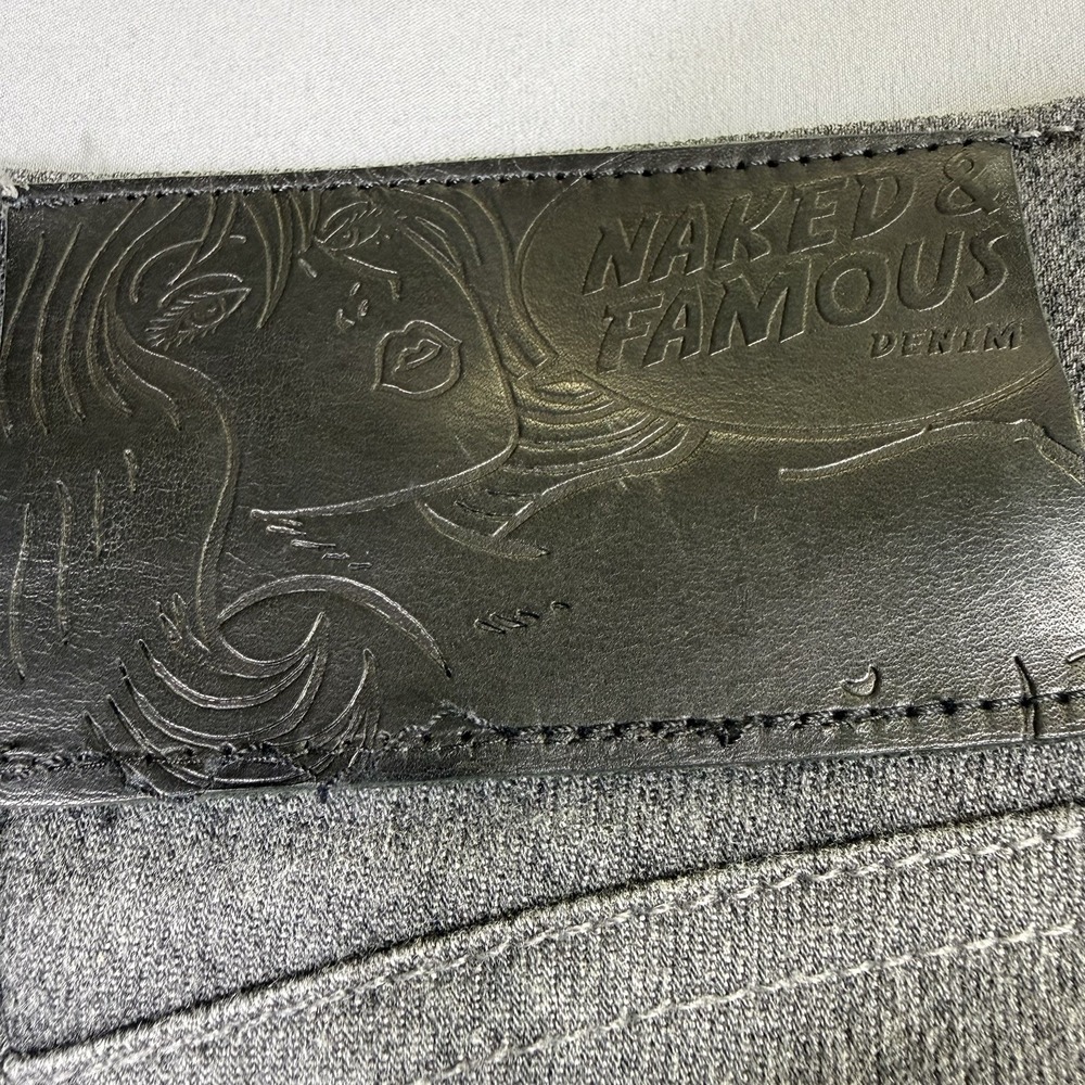 Naked & Famous Skinny Guy Jeans Mens 33x31 (Actual 32x31) Mixed Grey Stretch EUC - Picture 10 of 13